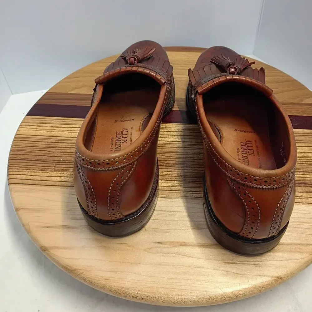 Allen Edmonds Bridgeton Leather Slip On Kiltie Tassel Shoes Loafers Size 10